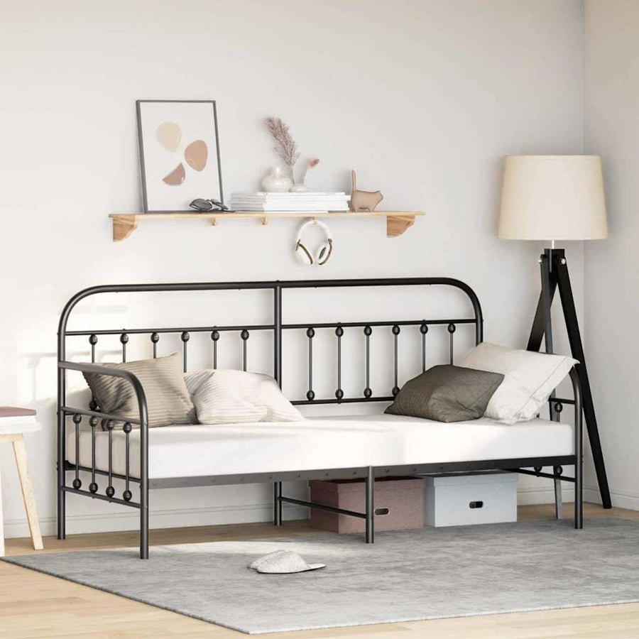 Bedframe voor een daybed met hoofdeinde Zwart 75 x 190 cm Staal