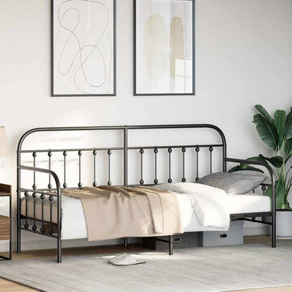 Bedframe voor een daybed met hoofdeinde Zwart 75 x 190 cm Staal