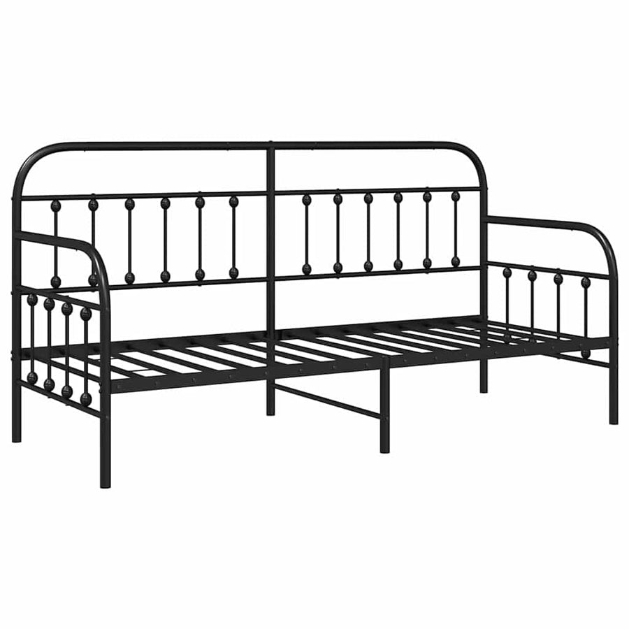 Bedframe voor een daybed met hoofdeinde Zwart 75 x 190 cm Staal