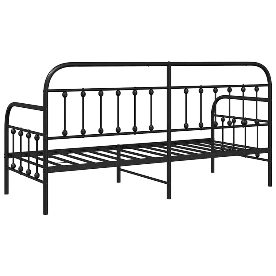 Bedframe voor een daybed met hoofdeinde Zwart 75 x 190 cm Staal