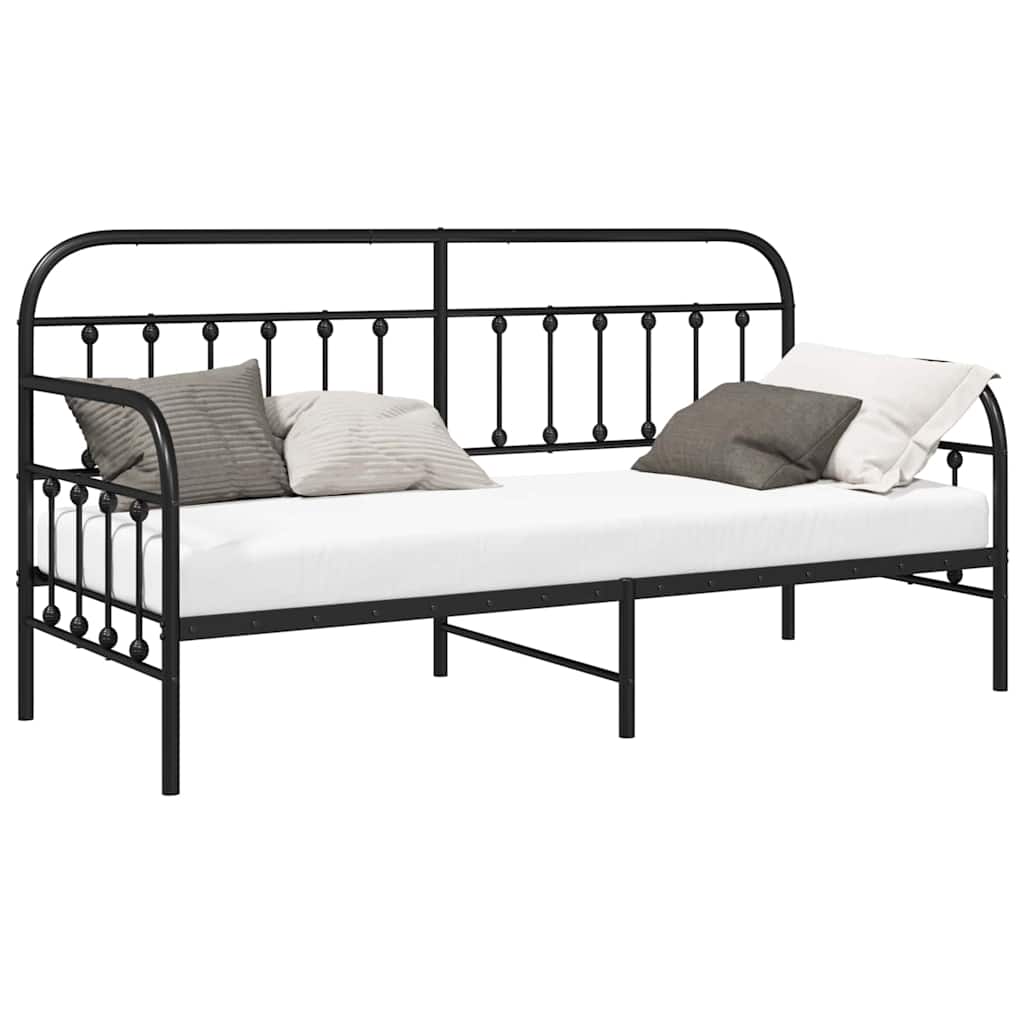 Bedframe voor een daybed met hoofdeinde Zwart 75 x 190 cm Staal