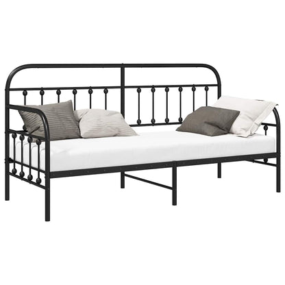 Bedframe voor een daybed met hoofdeinde Zwart 75 x 190 cm Staal