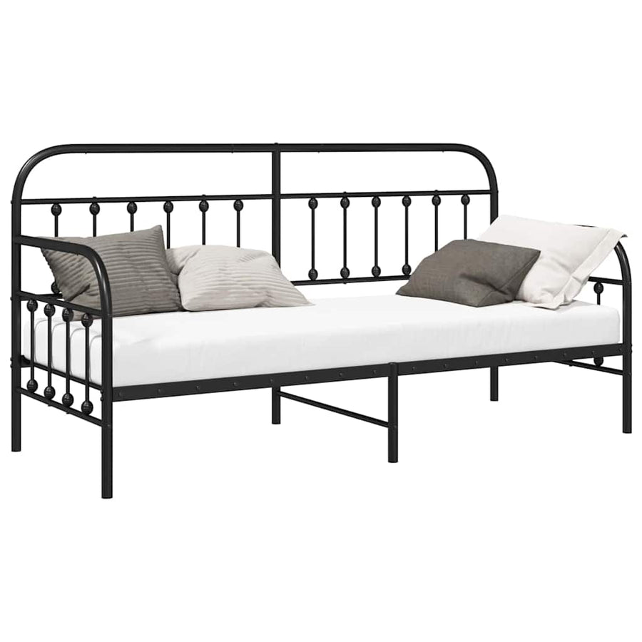 Bedframe voor een daybed met hoofdeinde Zwart 75 x 190 cm Staal