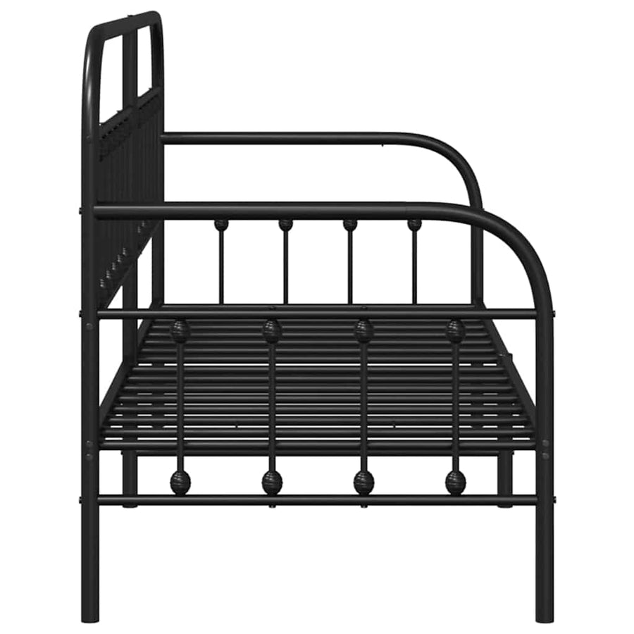 Bedframe voor een daybed met hoofdeinde Zwart 75 x 190 cm Staal