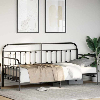 Bedframe voor een daybed Zwart 90 x 190 cm Gepoedercoat staal