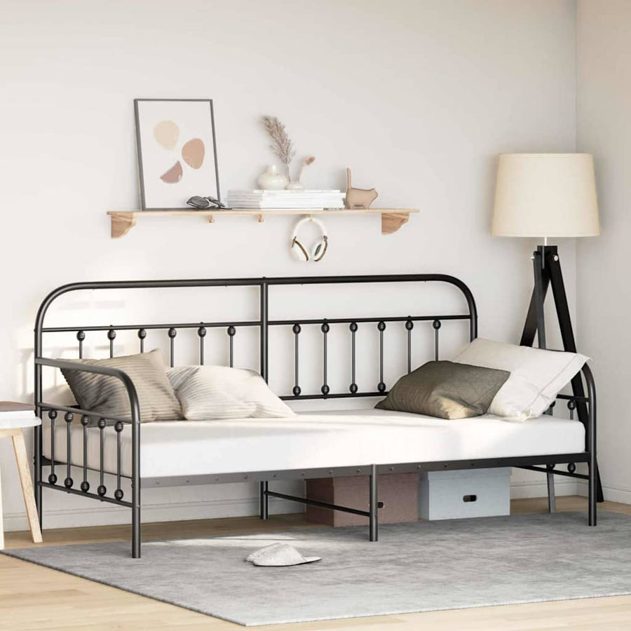 Bedframe voor een daybed Zwart 90 x 200 cm Gepoedercoat staal