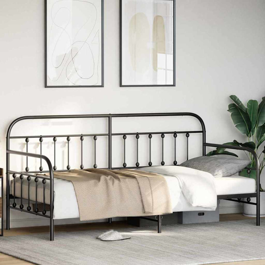 Bedframe voor een daybed Zwart 90 x 200 cm Gepoedercoat staal