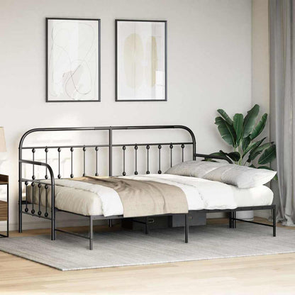 Bedframe voor een daybed Zwart 80 x 200 cm Gepoedercoat staal