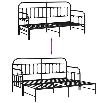 Bedframe voor een daybed Zwart 80 x 200 cm Gepoedercoat staal