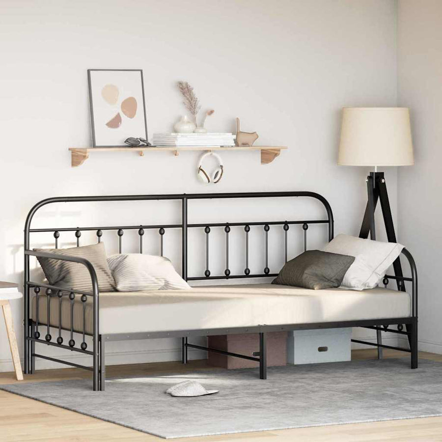 Bedframe voor een daybed Zwart 90 x 200 cm Gepoedercoat staal