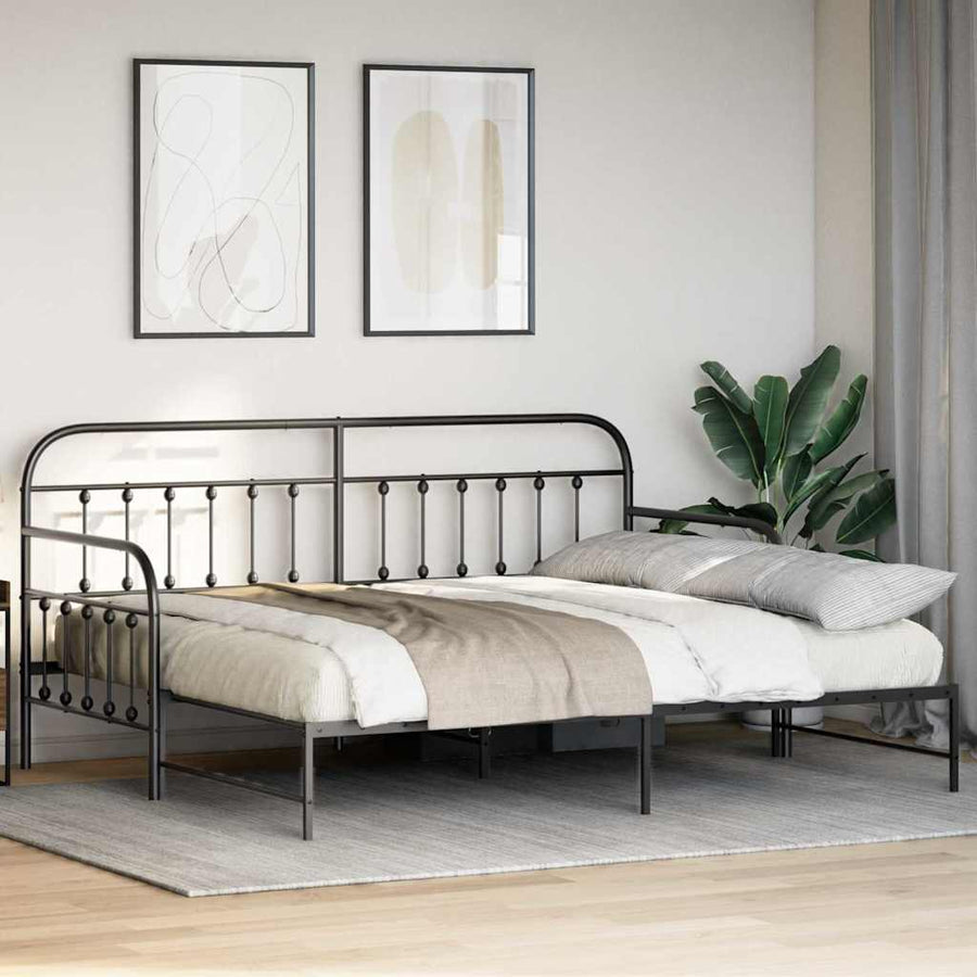 Bedframe voor een daybed Zwart 90 x 200 cm Gepoedercoat staal