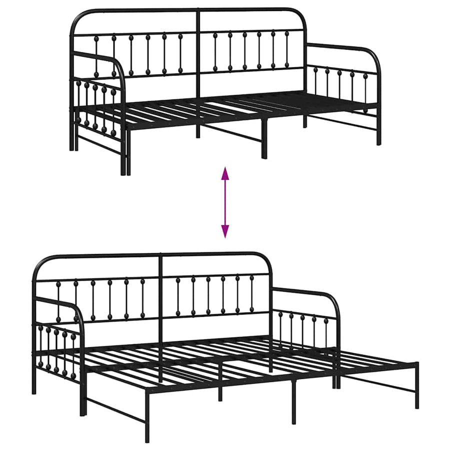 Bedframe voor een daybed Zwart 90 x 200 cm Gepoedercoat staal