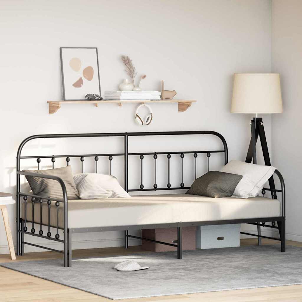 Bedframe voor een daybed Zwart 100 x 200 cm Gepoedercoat staal