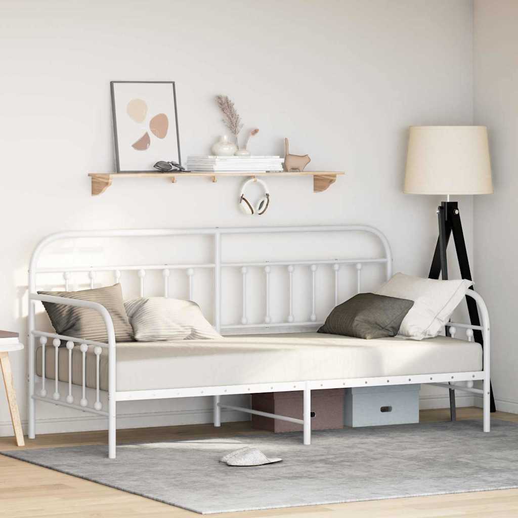 Bedframe voor een daybed Wit 90 x 200 cm Gepoedercoat staal