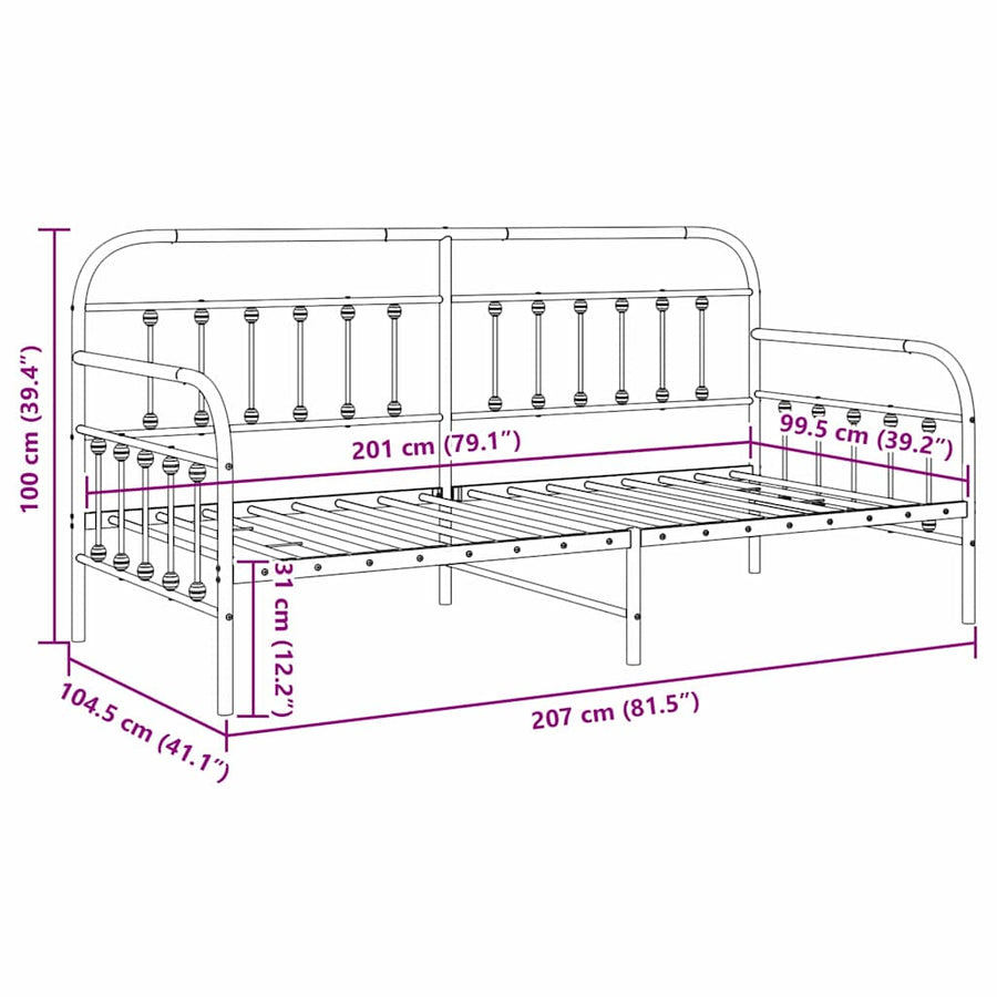 Bedframe voor een daybed Wit 100 x 200 cm Gepoedercoat staal