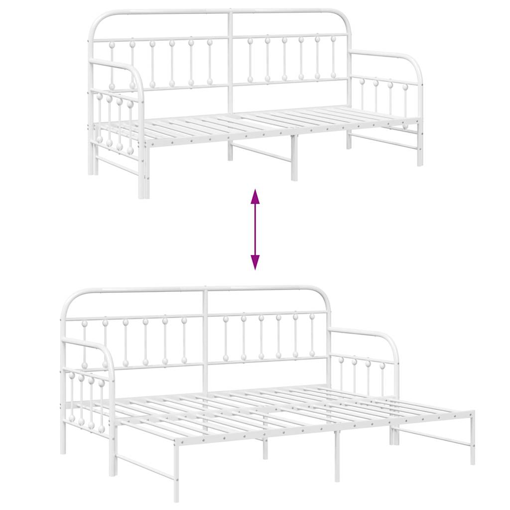 Bedframe voor een daybed Wit 80 x 200 cm Gepoedercoat staal