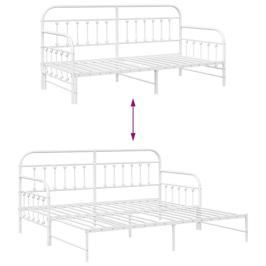 Bedframe voor een daybed Wit 90 x 200 cm Gepoedercoat staal