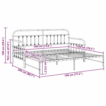 Bedframe voor een daybed Wit 100 x 190 cm Gepoedercoat staal