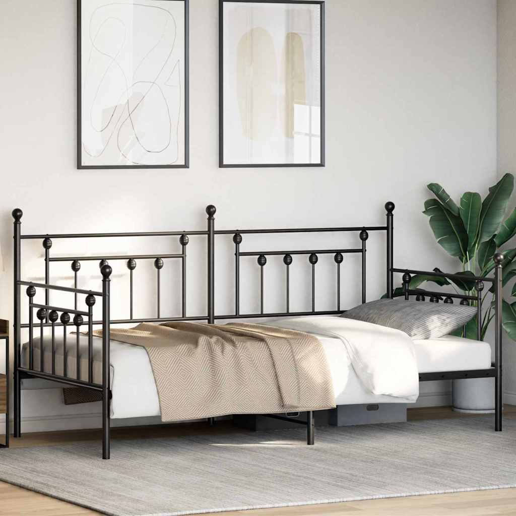 Bedframe voor een daybed Zwart 100 x 190 cm Staal