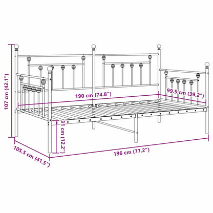 Bedframe voor een daybed Zwart 100 x 190 cm Staal