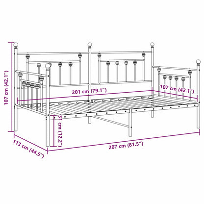 Bedframe voor een daybed Zwart 107 x 203 cm Staal