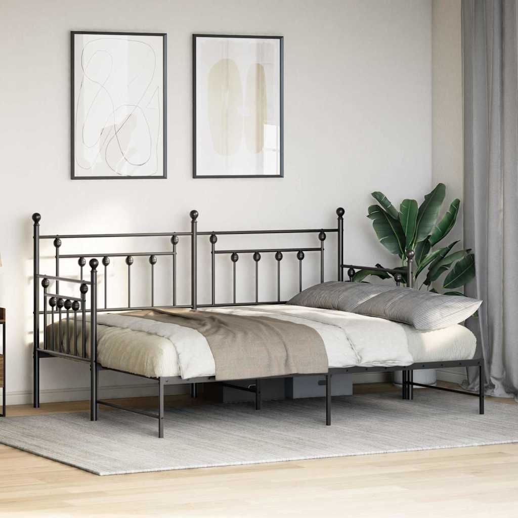 Bedframe voor een daybed Zwart 75 x 190 cm Staal