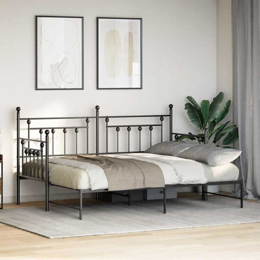 Bedframe voor een daybed Zwart 75 x 190 cm Staal