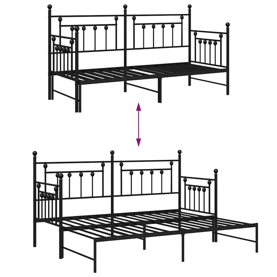 Bedframe voor een daybed Zwart 75 x 190 cm Staal