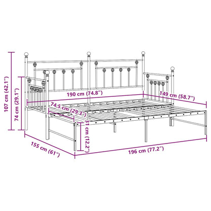 Bedframe voor een daybed Zwart 75 x 190 cm Staal