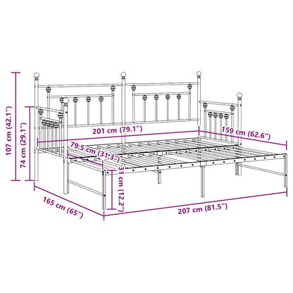 Bedframe voor een daybed Zwart 80 x 200 cm Staal