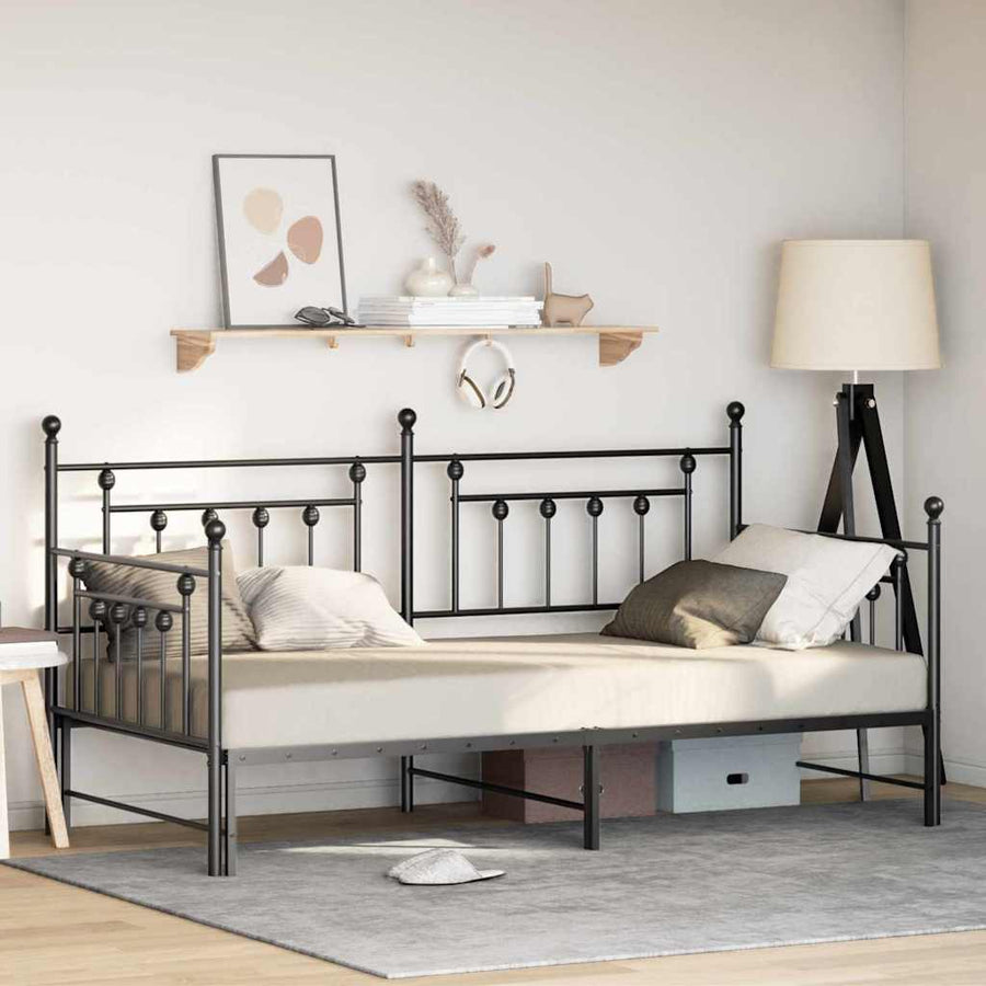 Bedframe voor een daybed Zwart 90 x 190 cm Staal