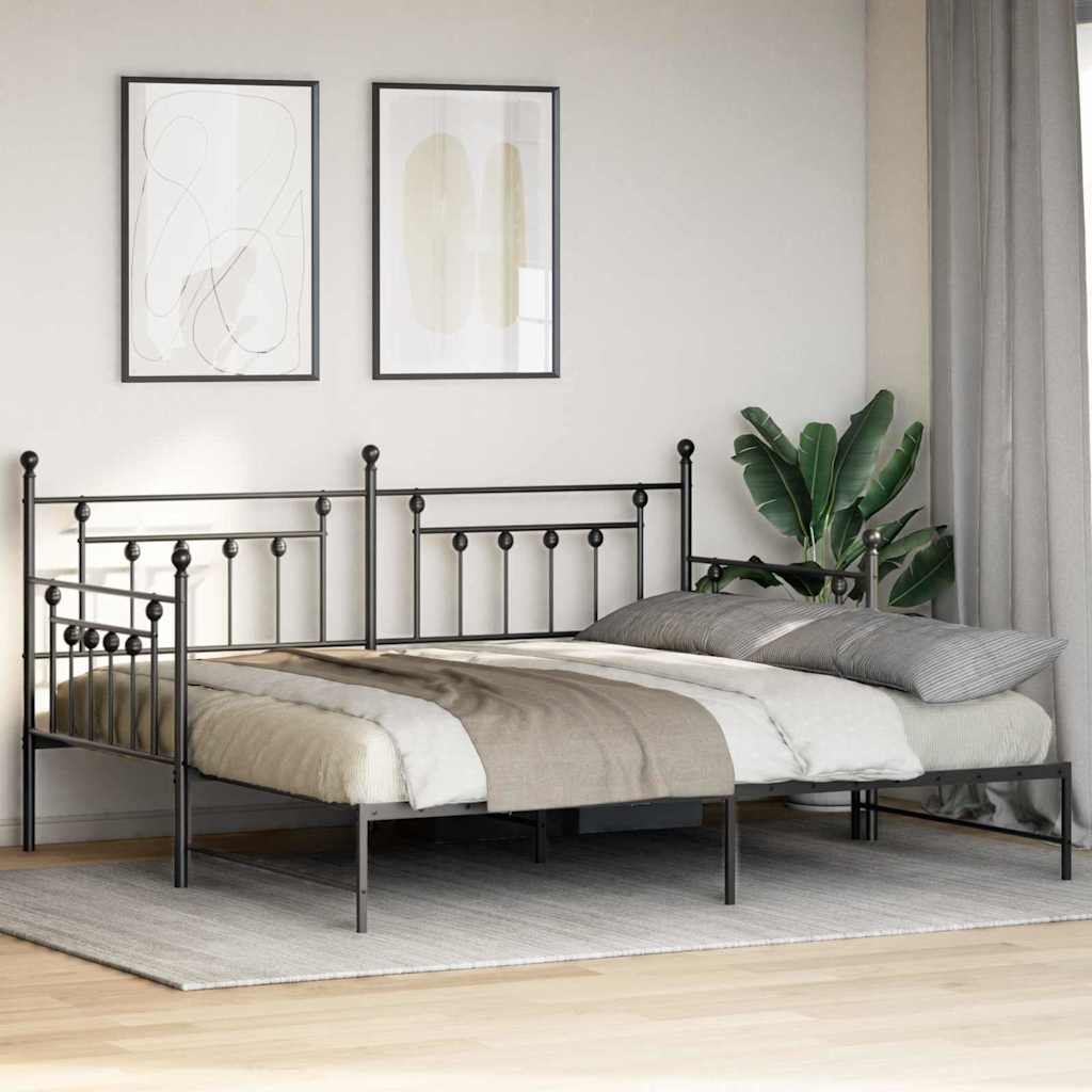 Bedframe voor een daybed Zwart 90 x 190 cm Staal