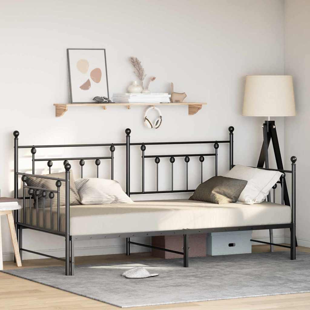 Bedframe voor een daybed Zwart 100 x 190 cm Staal