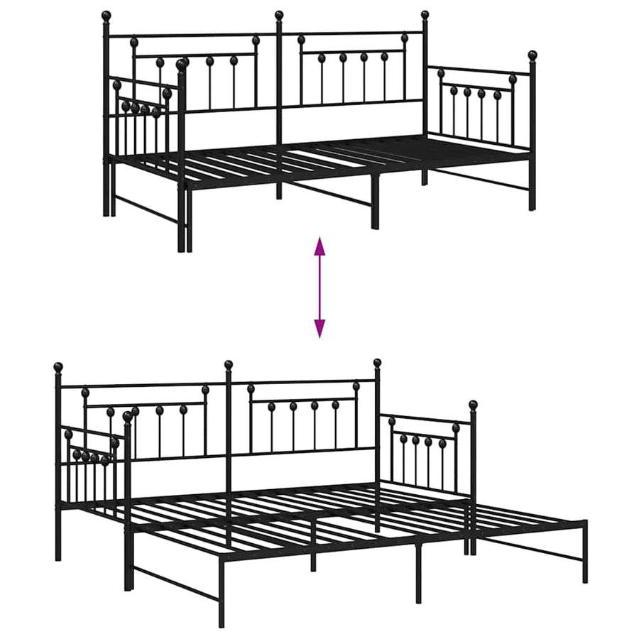 Bedframe voor een daybed Zwart 107 x 203 cm Staal