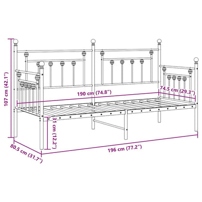 Bedframe voor een daybed Wit 75 x 190 cm Staal