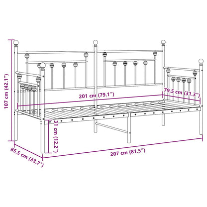 Bedframe voor een daybed Wit 80 x 200 cm Staal