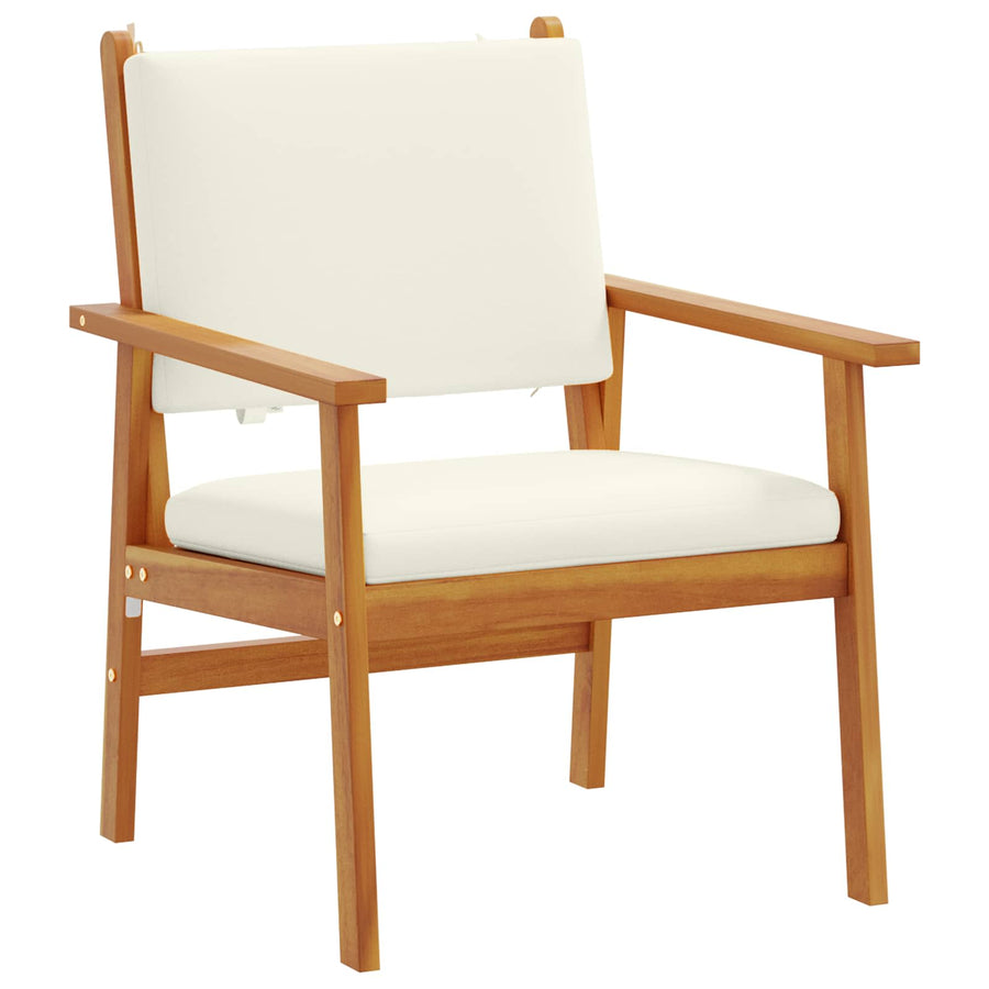 Tuinstoel met kussen 2 pcs Crème Wit Massief Acaciahout