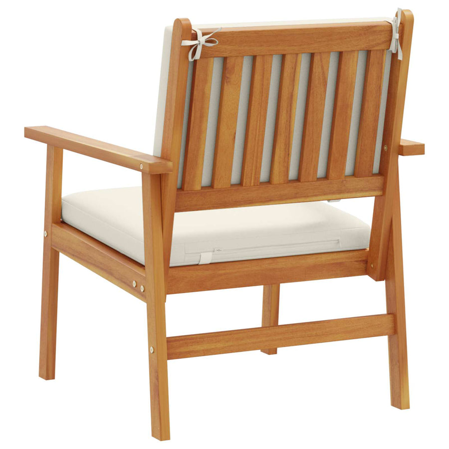 Tuinstoel met kussen 2 pcs Crème Wit Massief Acaciahout