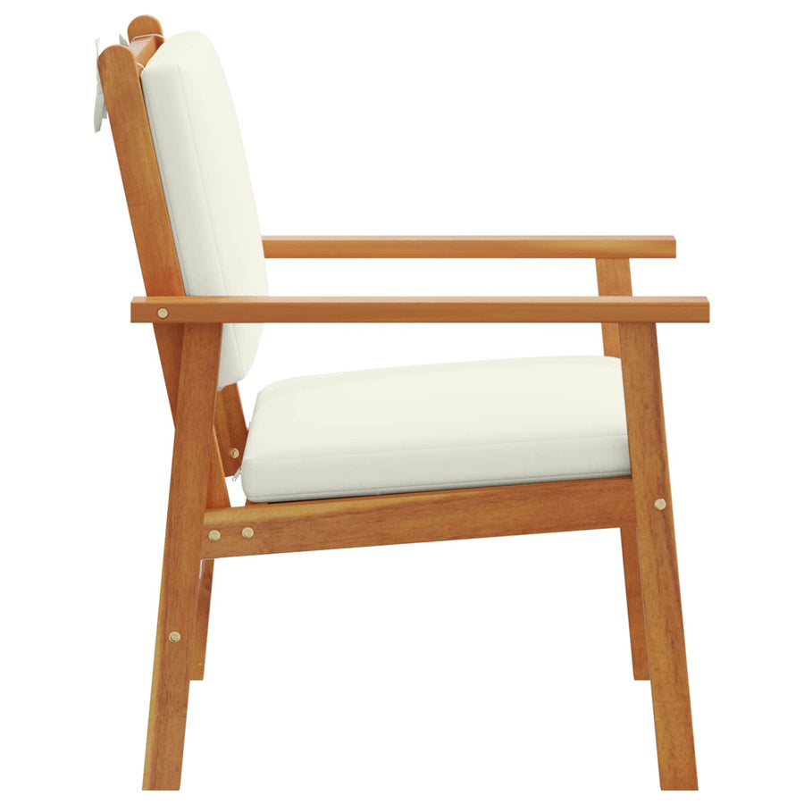 Tuinstoel met kussen 2 pcs Crème Wit Massief Acaciahout