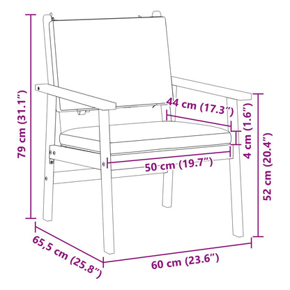 Tuinstoel met kussen 2 pcs Crème Wit Massief Acaciahout