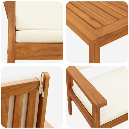 Tuinbankenset met kussen 2 pcs Crème Wit Massief Acaciahout