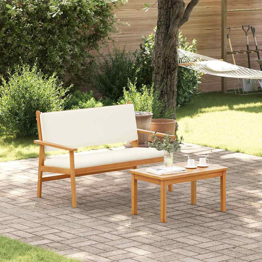 Tuinbankenset met kussen 2 pcs Crème Wit Massief Acaciahout