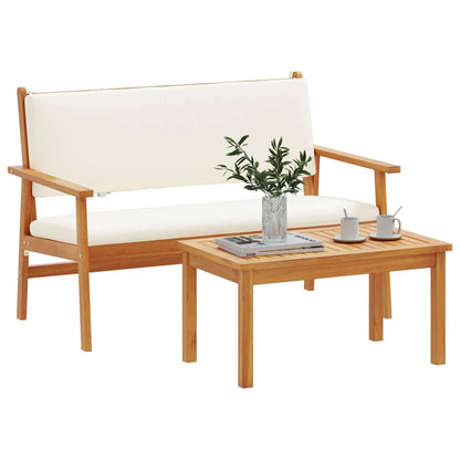 Tuinbankenset met kussen 2 pcs Crème Wit Massief Acaciahout