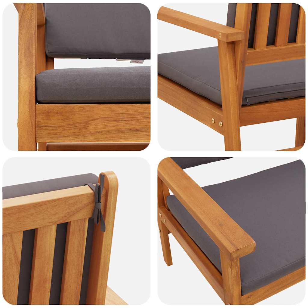 Tuinstoel met kussen 2 pcs Antraciet Massief Acaciahout