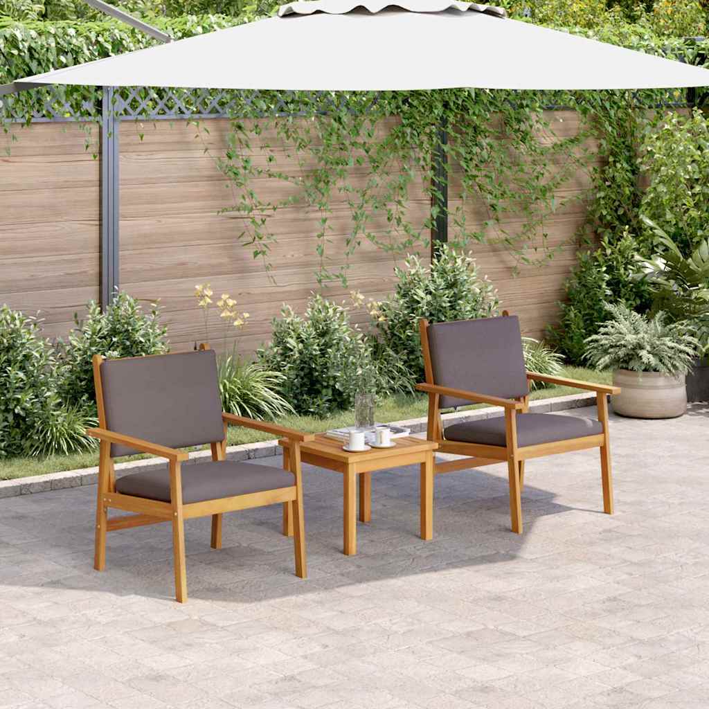 Tuinstoel met kussen 2 pcs Antraciet Massief Acaciahout
