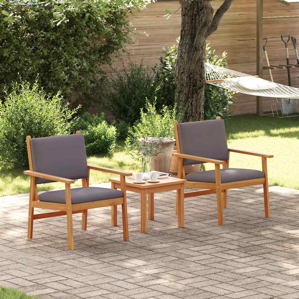 Tuinstoel met kussen 2 pcs Antraciet Massief Acaciahout