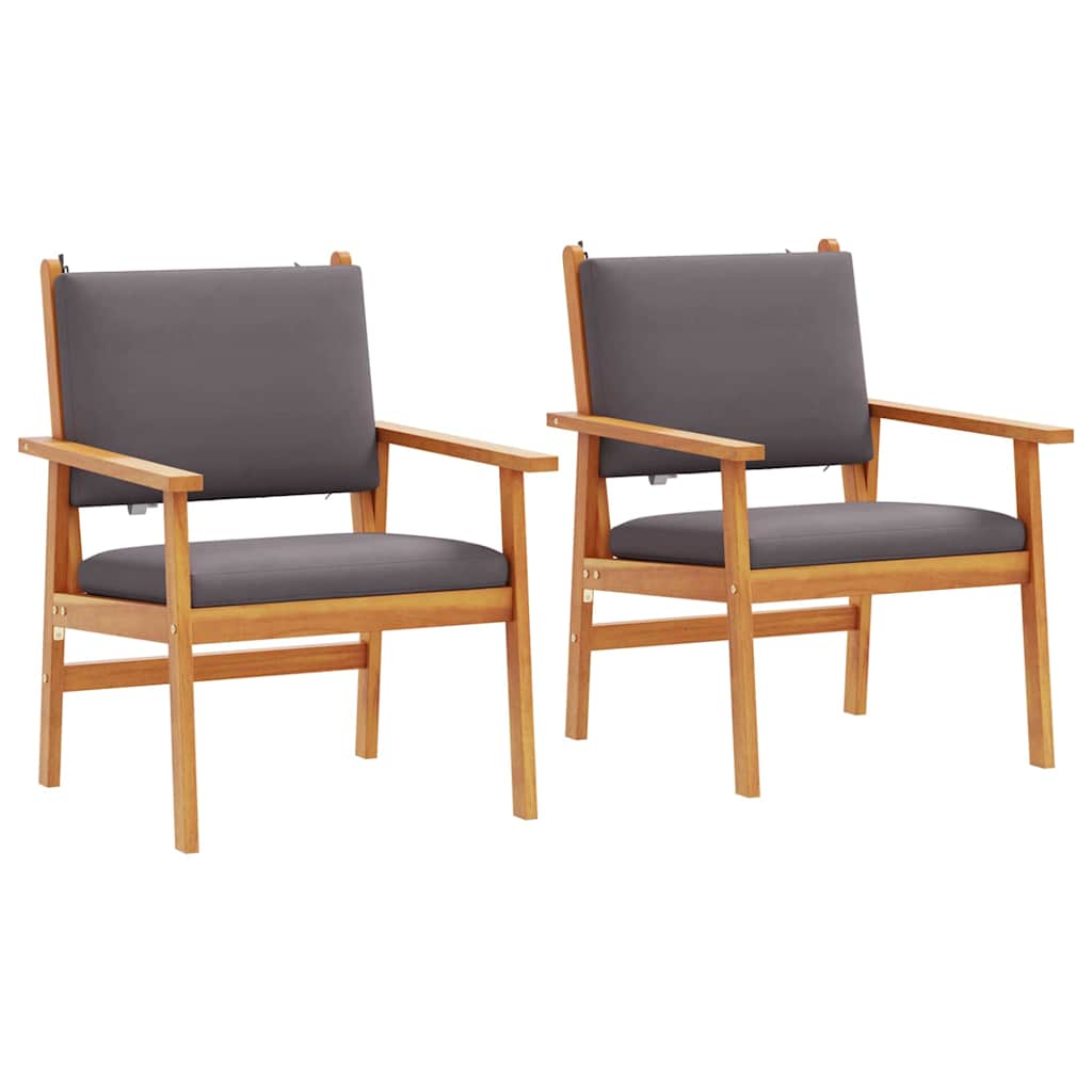 Tuinstoel met kussen 2 pcs Antraciet Massief Acaciahout