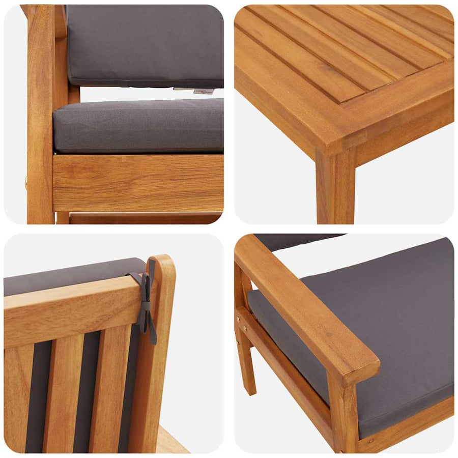 Tuinbankenset met kussen 2 pcs Antraciet Massief Acaciahout