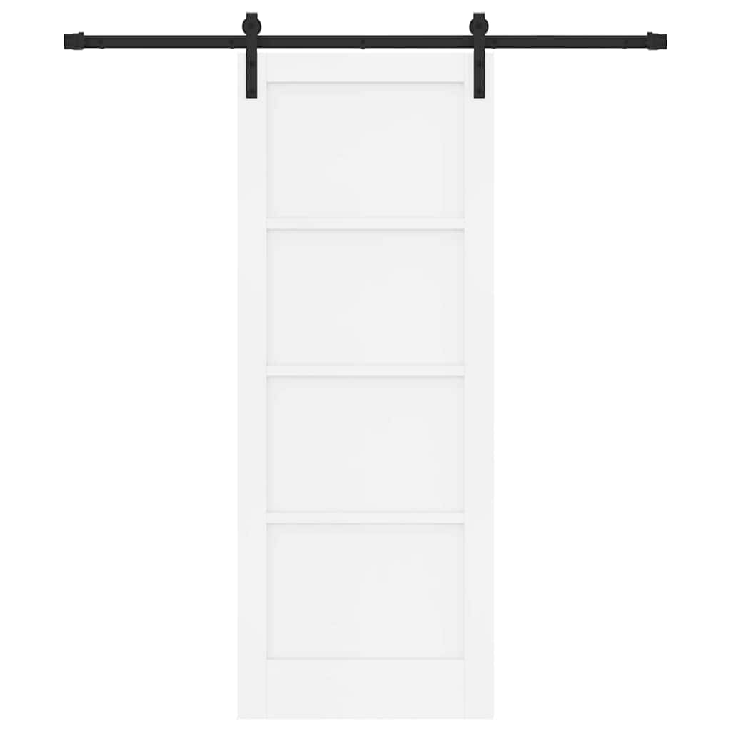 Schuifdeur Wit en zwart 78 x 202 cm Massief grenenhout en staal