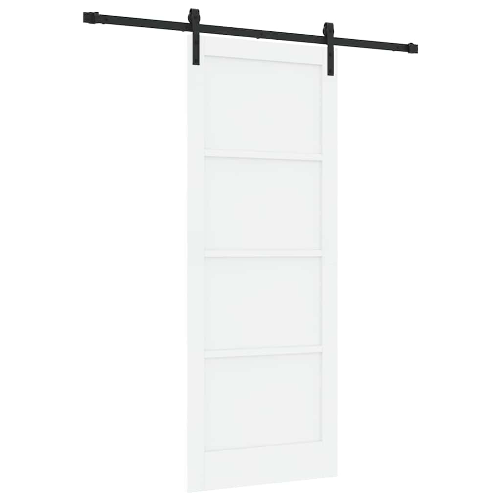 Schuifdeur Wit en zwart 83 x 211 cm Massief grenenhout en staal